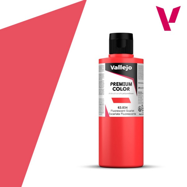 Vallejo VA63.034 - Premium RC - Scarlet Fluo (200ml Bottle)