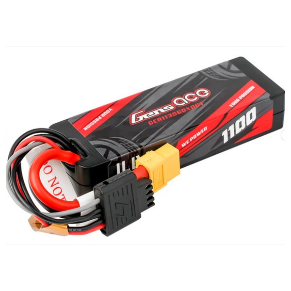 Gens ace GEA113S60X6GT - G-Tech 1100mAh 11.1V 3S1P 60C GRP-76 Hardcase Lipo Battery Pack with XT60 Plug